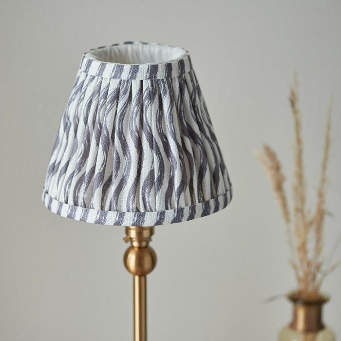 Santiago And Ripple 16cm Pearl Grey Shade Table Lamp In Brushed Aged Brass