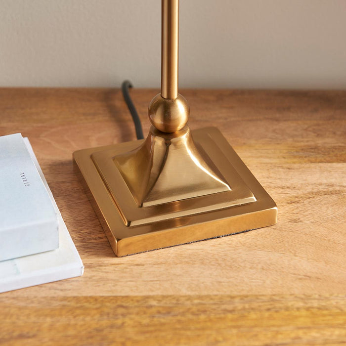Santiago And Ripple 16cm Pearl Grey Shade Table Lamp In Brushed Aged Brass