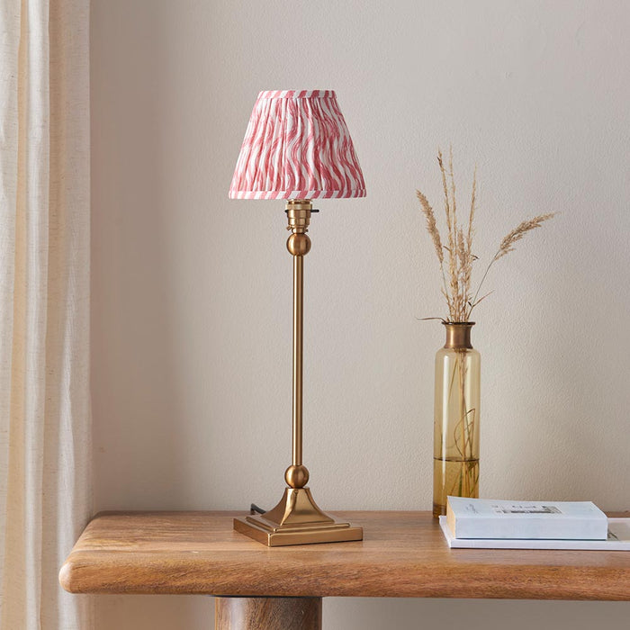 Santiago And Ripple 16cm Coral Pink Shade Table Lamp In Brushed Aged Brass