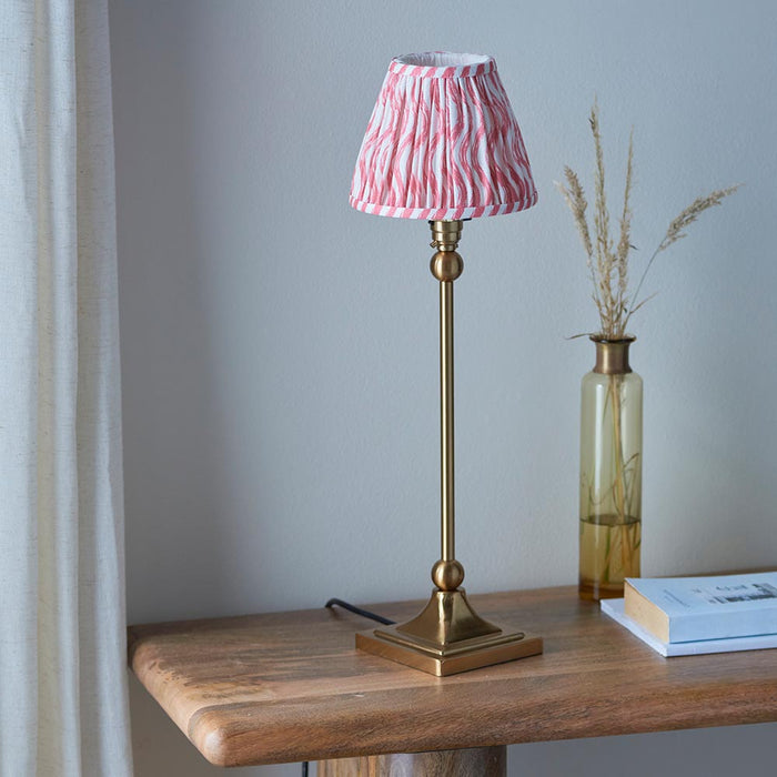 Santiago And Ripple 16cm Coral Pink Shade Table Lamp In Brushed Aged Brass