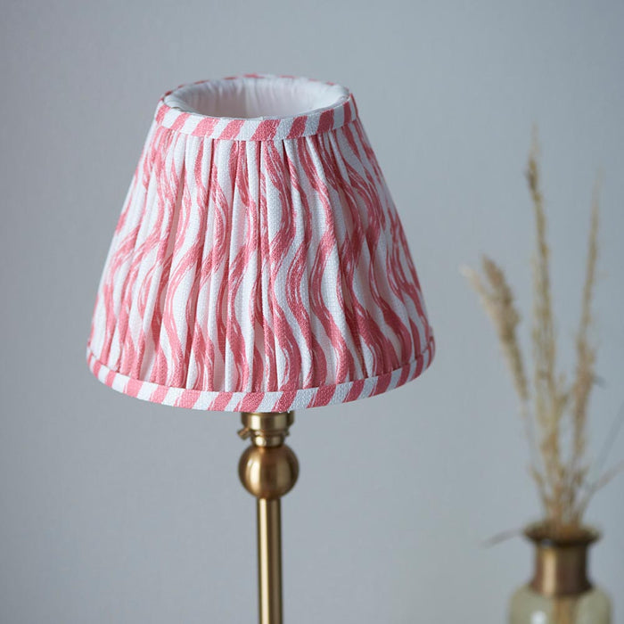 Santiago And Ripple 16cm Coral Pink Shade Table Lamp In Brushed Aged Brass