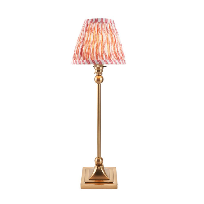 Santiago And Ripple 16cm Coral Pink Shade Table Lamp In Brushed Aged Brass