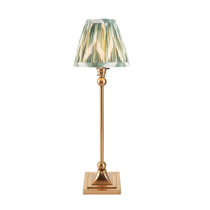 Santiago And Zigzag 16cm Cotswold Green Shade Table Lamp In Brushed Aged Brass
