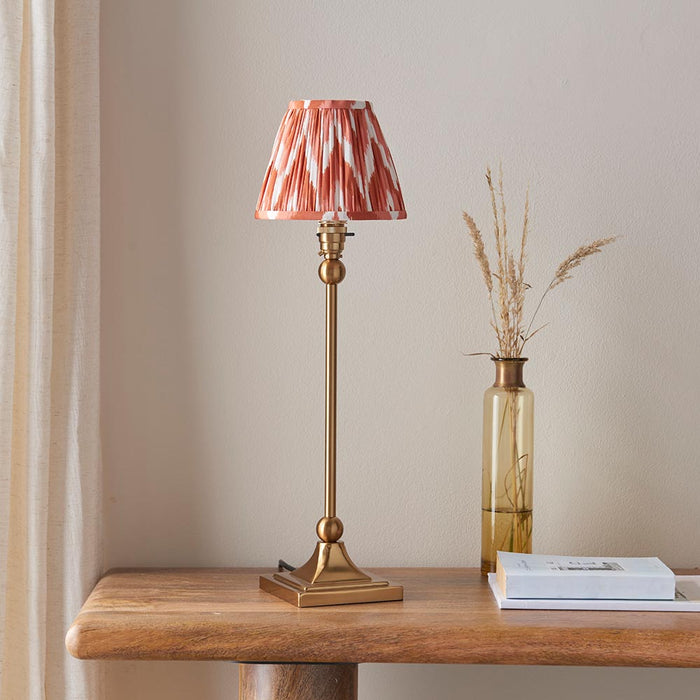 Santiago And Zigzag 16cm Apricot Orange Shade Table Lamp In Brushed Aged Brass