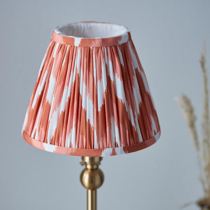 Santiago And Zigzag 16cm Apricot Orange Shade Table Lamp In Brushed Aged Brass