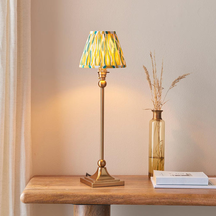 Santiago And Ikat 16cm Yellow And Jade Shade Table Lamp In Brushed Aged Brass