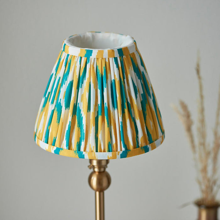 Santiago And Ikat 16cm Yellow And Jade Shade Table Lamp In Brushed Aged Brass