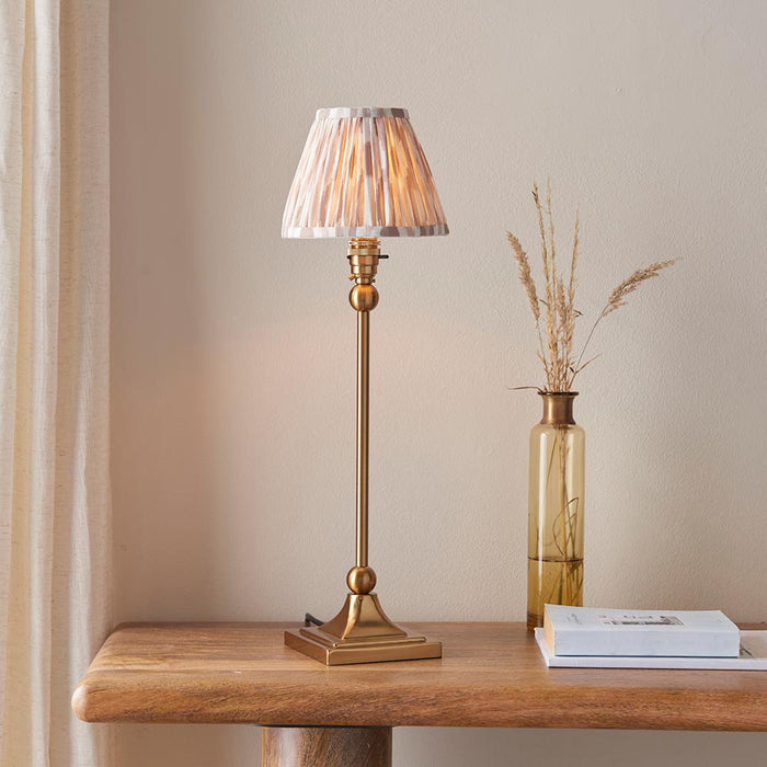 Santiago And Ikat 16cm Neutral Shade Table Lamp In Brushed Aged Brass