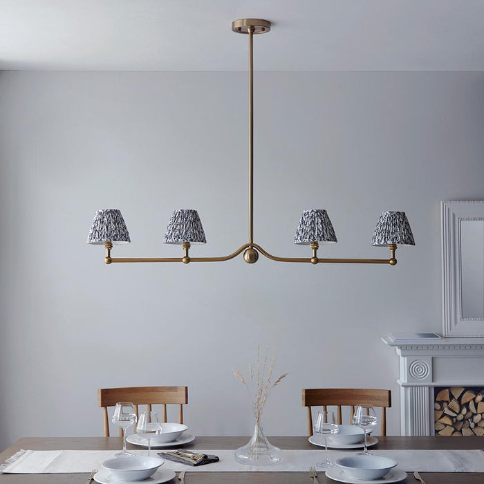 Santiago And Leaf 4 Lights 16cm Pearl Grey Shade Ceiling Pendant Light In Brushed Aged Brass