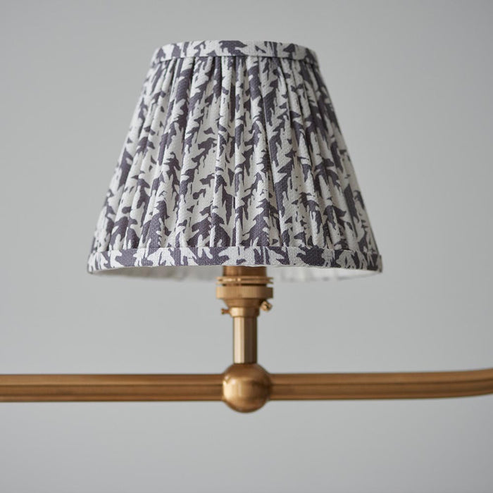 Santiago And Leaf 4 Lights 16cm Pearl Grey Shade Ceiling Pendant Light In Brushed Aged Brass