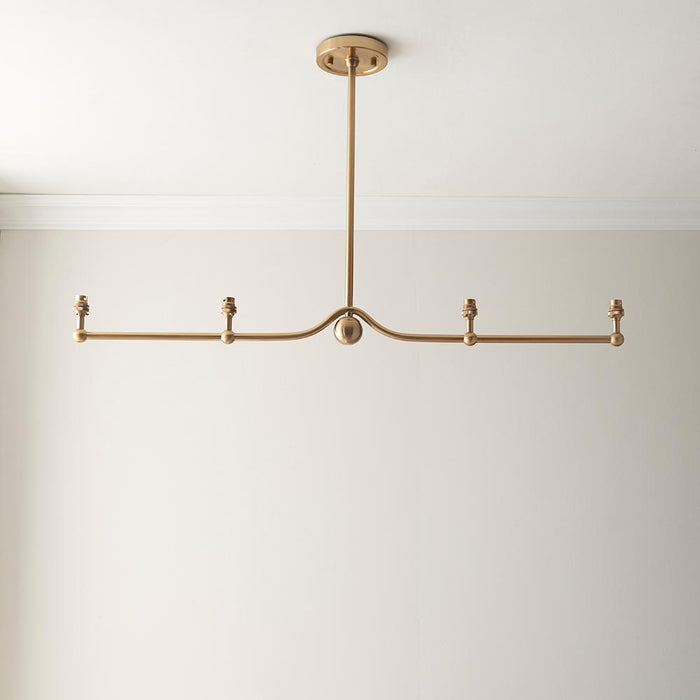 Santiago And Ripple 4 Lights 16cm Marlin Blue Shade Ceiling Pendant Light In Brushed Aged Brass