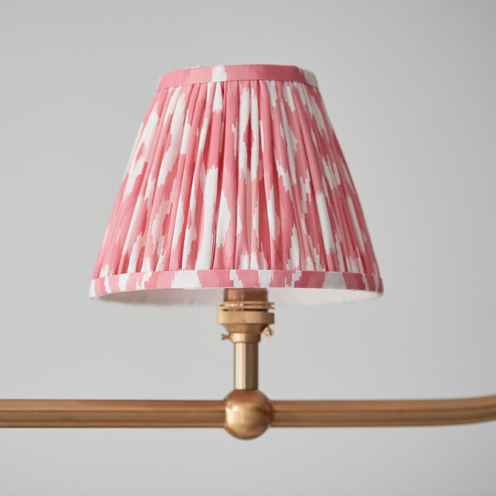 Santiago And Ikat 4 Lights 16cm Coral Pink Shade Ceiling Pendant Light In Brushed Aged Brass