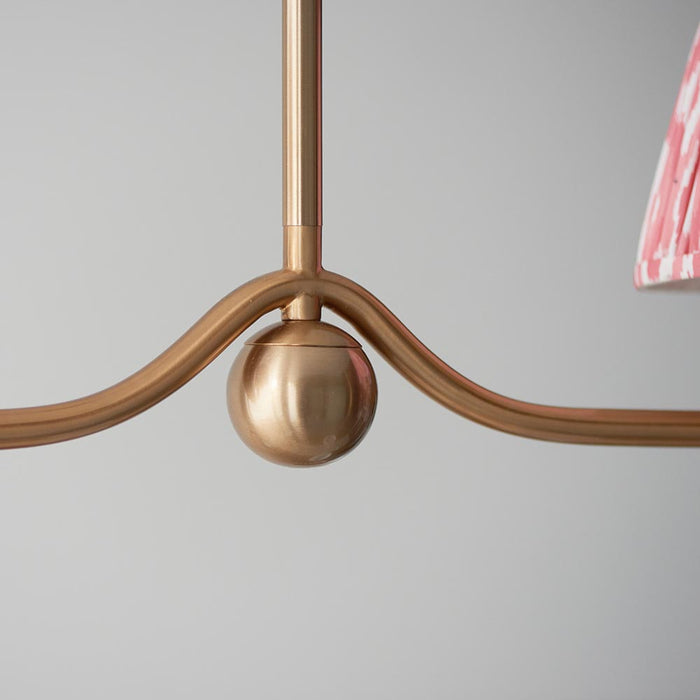 Santiago And Ikat 4 Lights 16cm Coral Pink Shade Ceiling Pendant Light In Brushed Aged Brass