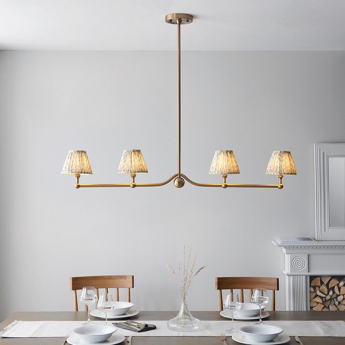 Santiago And Leaf 4 Lights 16cm Herb Garden Green Shade Ceiling Pendant Light In Brushed Aged Brass
