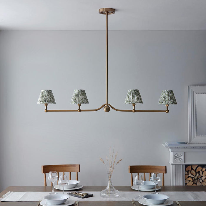 Santiago And Leaf 4 Lights 16cm Herb Garden Green Shade Ceiling Pendant Light In Brushed Aged Brass