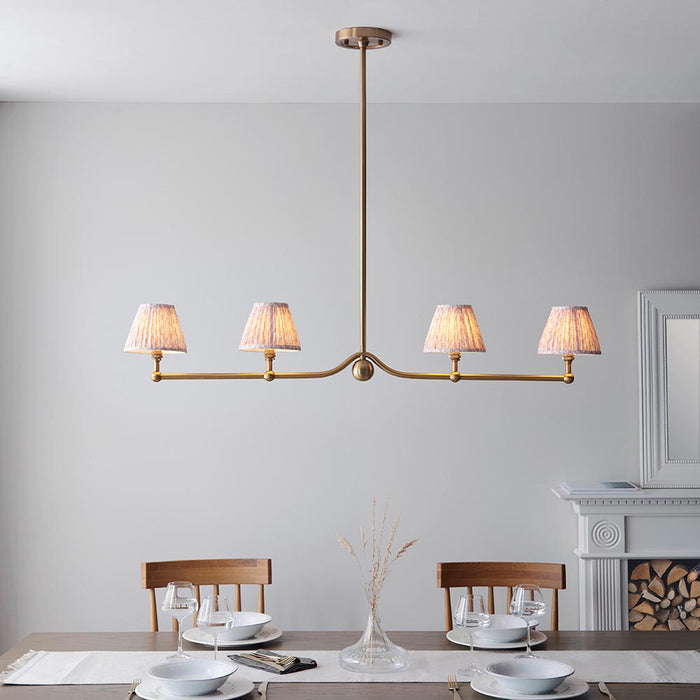 Santiago And Leaf 4 Lights 16cm Peachy Keen Shade Ceiling Pendant Light In Brushed Aged Brass