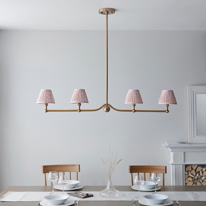 Santiago And Leaf 4 Lights 16cm Peachy Keen Shade Ceiling Pendant Light In Brushed Aged Brass