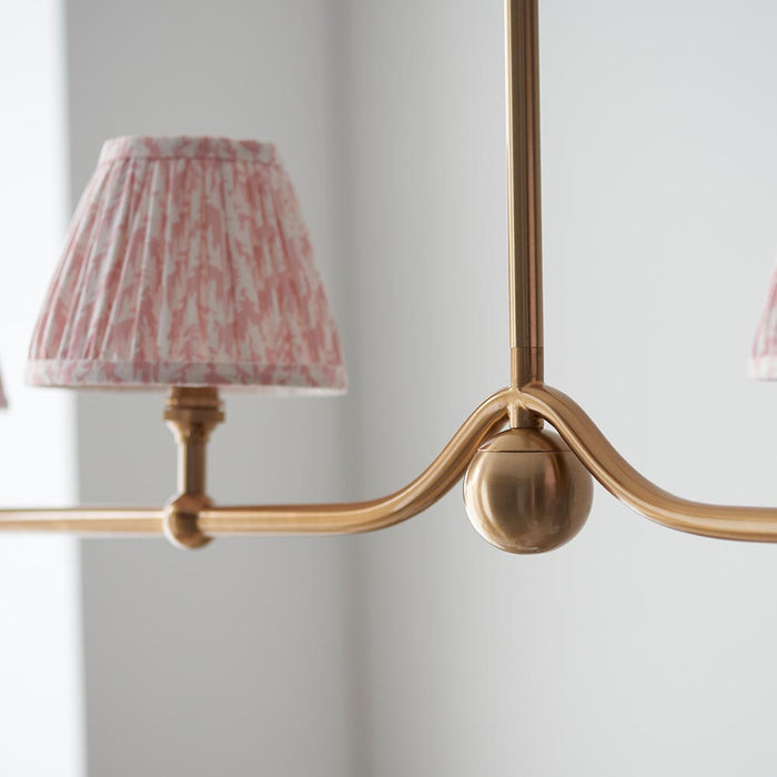 Santiago And Leaf 4 Lights 16cm Peachy Keen Shade Ceiling Pendant Light In Brushed Aged Brass
