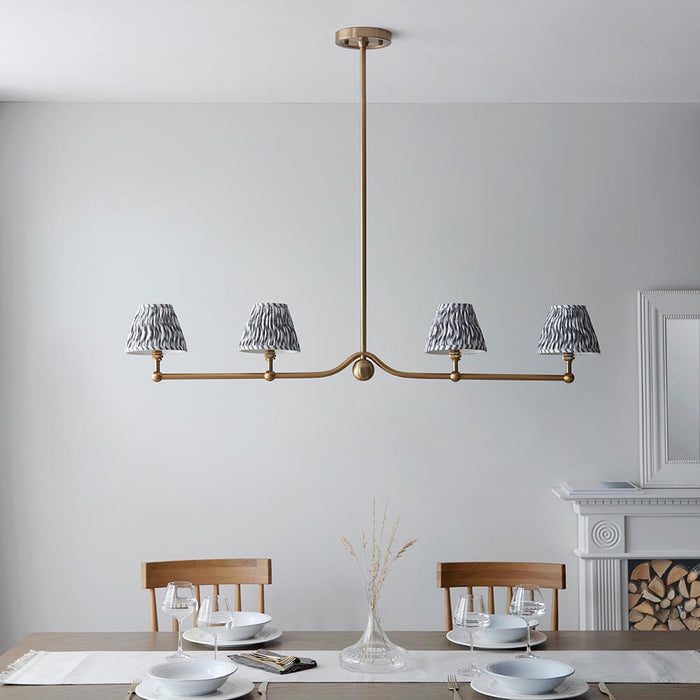 Santiago And Ripple 4 Lights 16cm Pearl Grey Shade Ceiling Pendant Light In Brushed Aged Brass