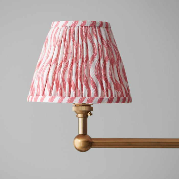 Santiago And Ripple 4 Lights 16cm Coral Pink Shade Ceiling Pendant Light In Brushed Aged Brass