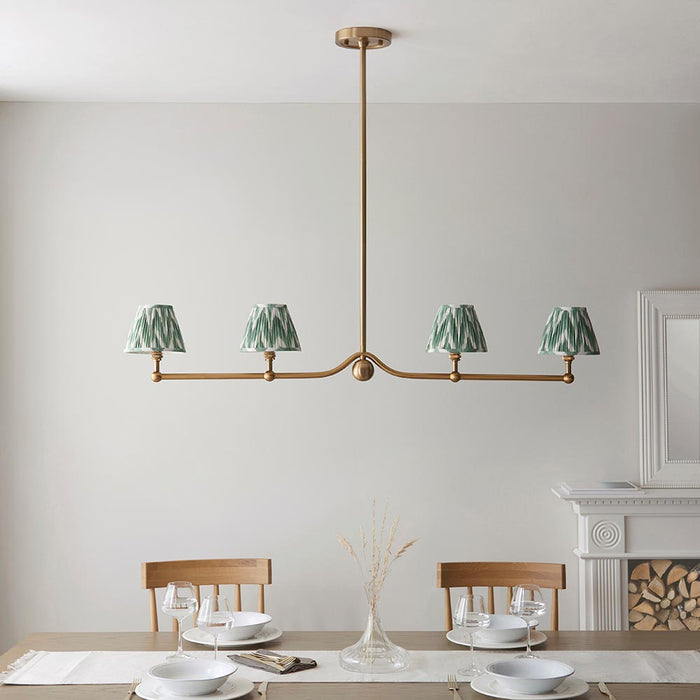 Santiago And Zigzag 4 Lights 16cm Cotswold Green Shade Ceiling Pendant Light In Brushed Aged Brass
