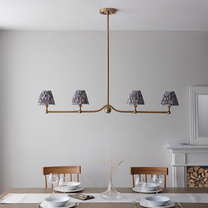Santiago And Ikat 4 Lights 16cm Pearl Grey Shade Ceiling Pendant Light In Brushed Aged Brass