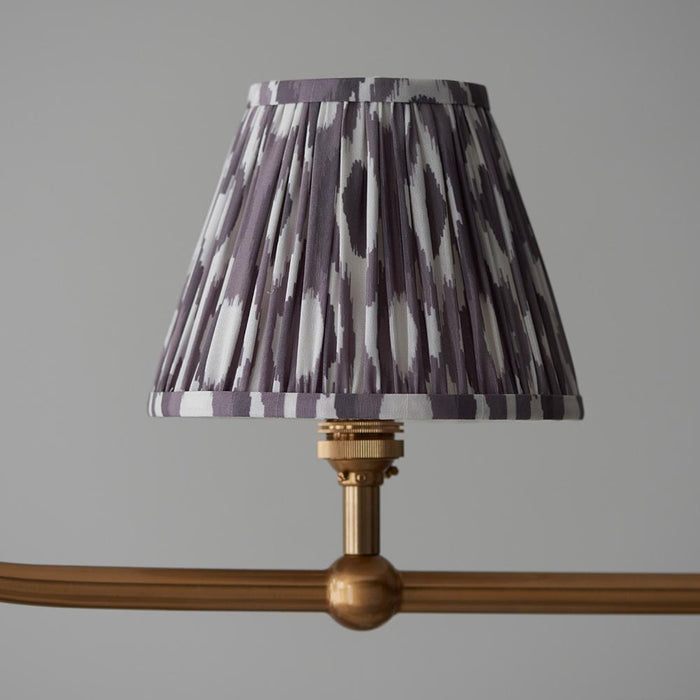 Santiago And Ikat 4 Lights 16cm Pearl Grey Shade Ceiling Pendant Light In Brushed Aged Brass