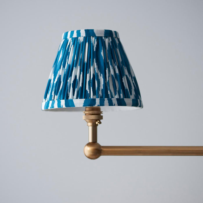 Santiago And Ikat 4 Lights 16cm Marlin Blue Shade Ceiling Pendant Light In Brushed Aged Brass