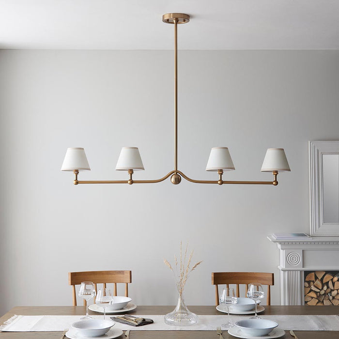 Santiago And Ivy 4 Lights 16cm Vintage White Shade Ceiling Pendant Light In Brushed Aged Brass