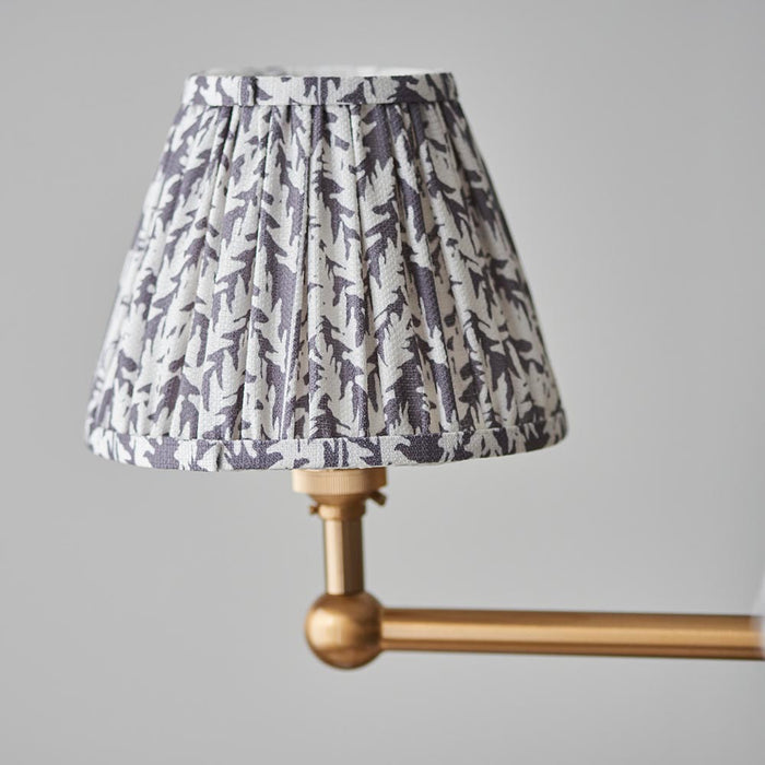 Santiago And Leaf 5 Lights 16cm Pearl Grey Shade Ceiling Pendant Light In Brushed Aged Brass
