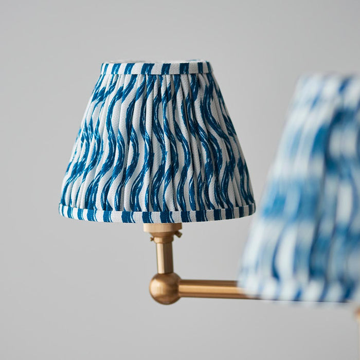 Santiago And Ripple 5 Lights 16cm Marlin Blue Shade Ceiling Pendant Light In Brushed Aged Brass