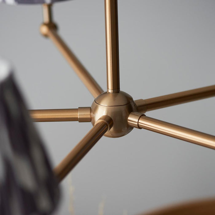 Santiago And Zigzag 5 Lights 16cm Pearl Grey Shade Ceiling Pendant Light In Brushed Aged Brass