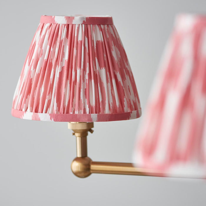 Santiago And Ikat 5 Lights 16cm Coral Pink Shade Ceiling Pendant Light In Brushed Aged Brass