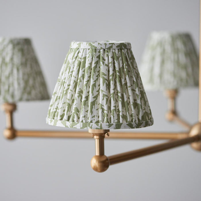Santiago And Leaf 5 Lights 16cm Herb Garden Green Shade Ceiling Pendant Light In Brushed Aged Brass