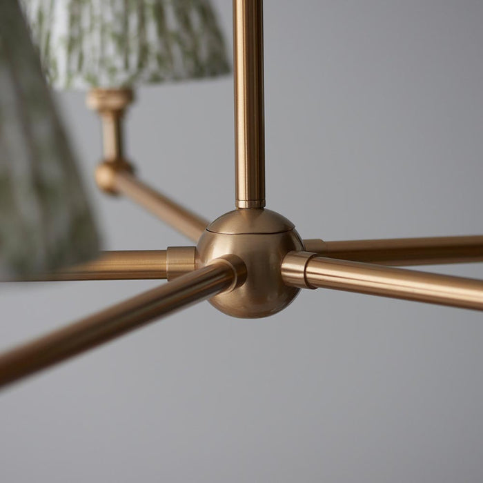 Santiago And Leaf 5 Lights 16cm Herb Garden Green Shade Ceiling Pendant Light In Brushed Aged Brass