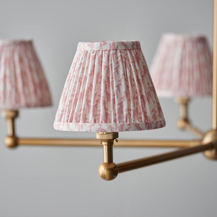Santiago And Leaf 5 Lights 16cm Peachy Keen Shade Ceiling Pendant Light In Brushed Aged Brass