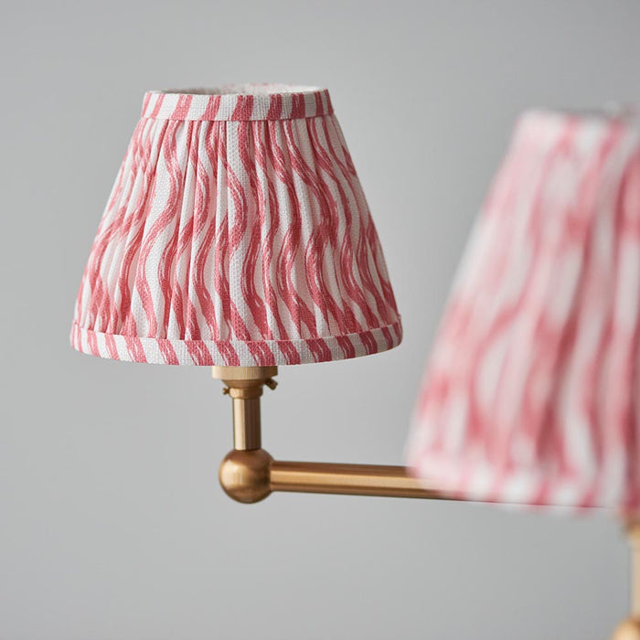 Santiago And Ripple 5 Lights 16cm Coral Pink Shade Ceiling Pendant Light In Brushed Aged Brass