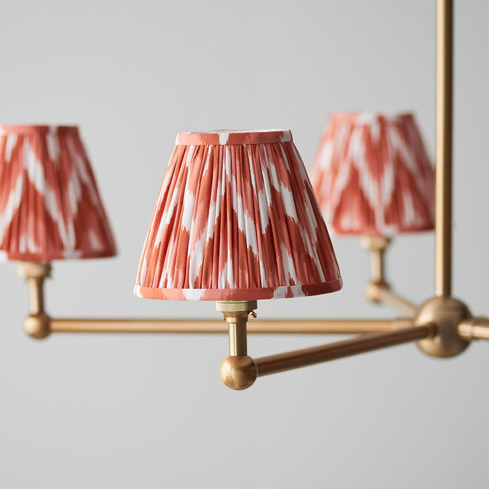 Santiago And Zigzag 5 Lights 16cm Apricot Orange Shade Ceiling Pendant Light In Brushed Aged Brass
