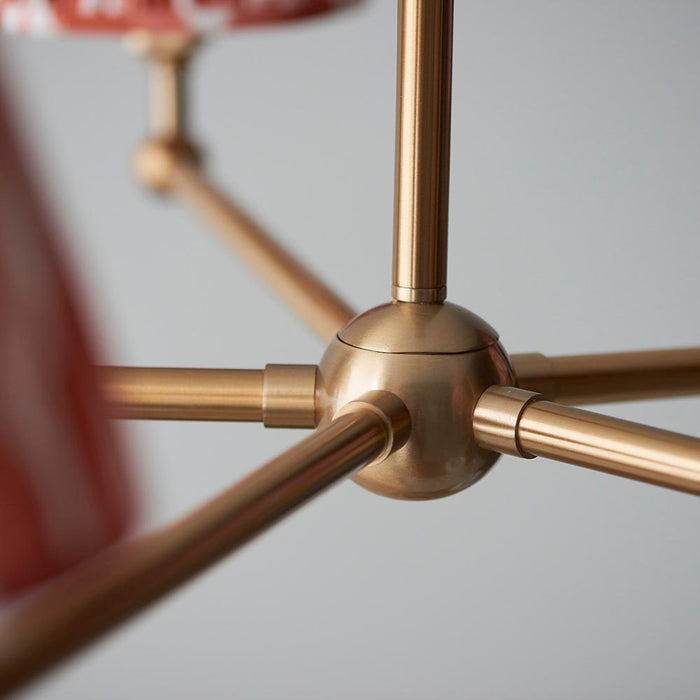 Santiago And Zigzag 5 Lights 16cm Apricot Orange Shade Ceiling Pendant Light In Brushed Aged Brass