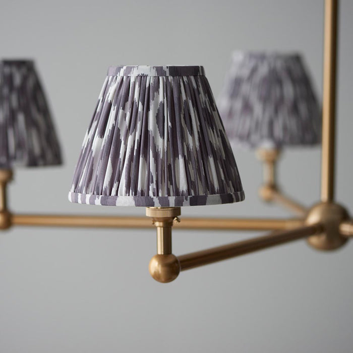 Santiago And Ikat 5 Lights 16cm Pearl Grey Shade Ceiling Pendant Light In Brushed Aged Brass