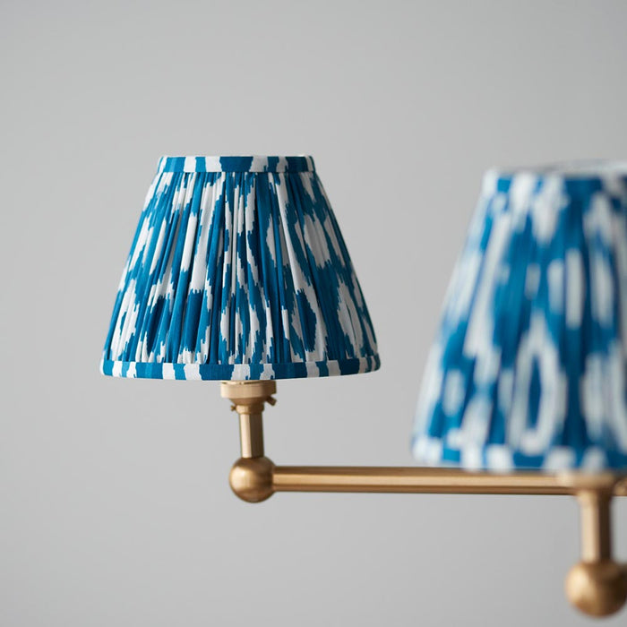 Santiago And Ikat 5 Lights 16cm Marlin Blue Shade Ceiling Pendant Light In Brushed Aged Brass