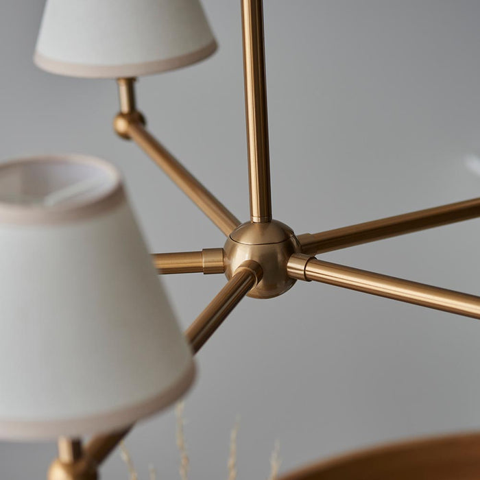Santiago And Ivy 5 Lights 16cm Vintage White Shade Ceiling Pendant Light In Brushed Aged Brass