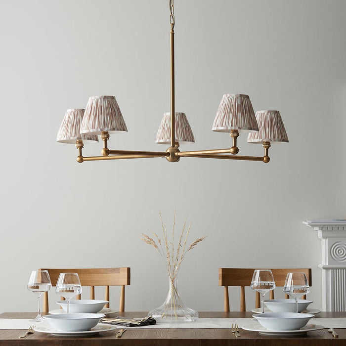 Santiago And Ikat 5 Lights 16cm Neutral Shade Ceiling Pendant Light In Brushed Aged Brass