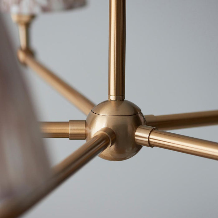 Santiago And Ikat 5 Lights 16cm Neutral Shade Ceiling Pendant Light In Brushed Aged Brass