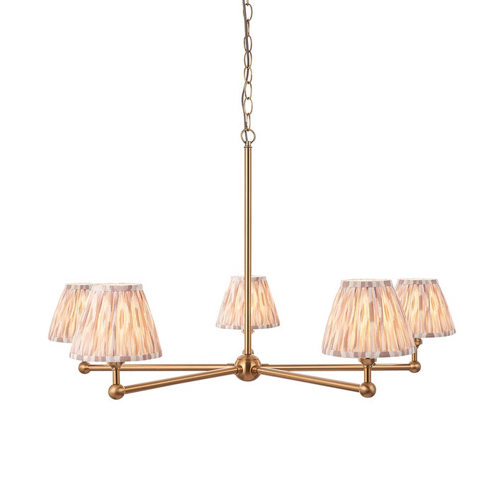 Santiago And Ikat 5 Lights 16cm Neutral Shade Ceiling Pendant Light In Brushed Aged Brass