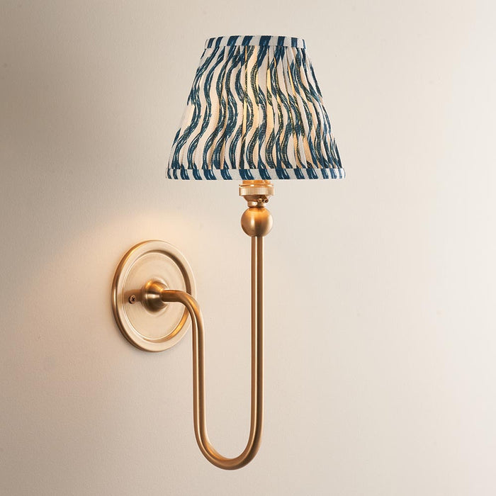 Santiago And Ripple 16cm Marlin Blue Shade Wall Light In Brushed Aged Brass