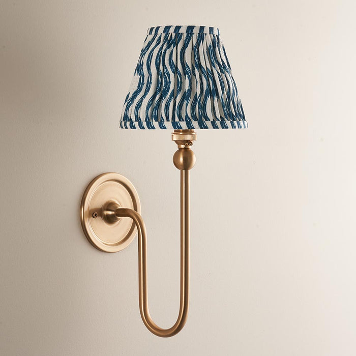Santiago And Ripple 16cm Marlin Blue Shade Wall Light In Brushed Aged Brass