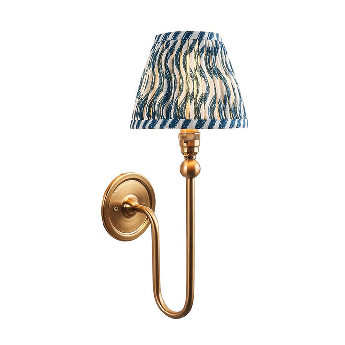 Santiago And Ripple 16cm Marlin Blue Shade Wall Light In Brushed Aged Brass