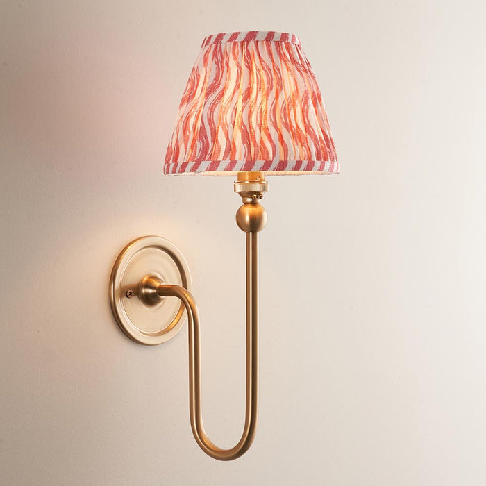 Santiago And Ripple 16cm Coral Pink Shade Wall Light In Brushed Aged Brass