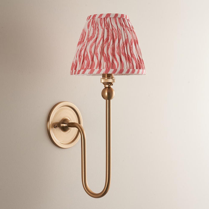 Santiago And Ripple 16cm Coral Pink Shade Wall Light In Brushed Aged Brass